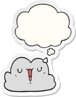 linda dibujos animados nube con pensamiento burbuja como un impreso pegatina png