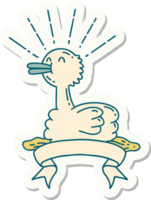 sticker of a tattoo style swimming duck png