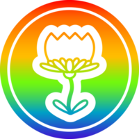 lótus flor circular ícone com arco Iris gradiente terminar png