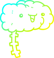 cold gradient line drawing of a happy cartoon brain png