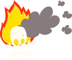vlak kleur stijl tekenfilm spookachtig brandend botten png