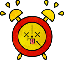 retro grunge texture cartoon of a alarm clock png