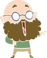 homme joyeux de dessin animé de style couleur plat avec barbe pointant du doigt png