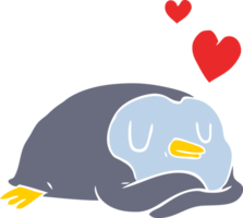 flat color style cartoon penguin in love png