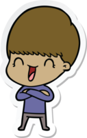 sticker of a happy cartoon boy png