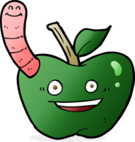 cartoon apple with worm png