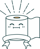 Scroll-Banner mit Toilettenpapier-Charakter im Tattoo-Stil png