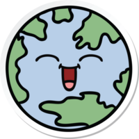 sticker of a cute cartoon planet earth png