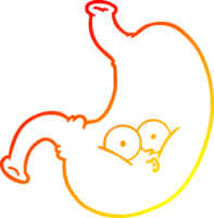 warm gradient line drawing of a cartoon bloated stomach png
