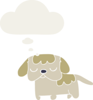 cute cartoon puppy with thought bubble in retro style png