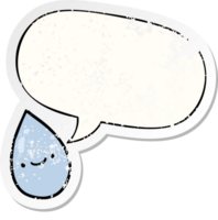 cartoon raindrop with speech bubble distressed distressed old sticker png