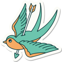 sticker of tattoo in traditional style of a swallow png