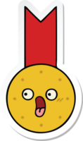 autocollant d'une médaille d'or de dessin animé mignon png