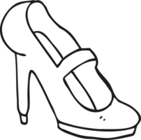 hand drawn black and white cartoon high heeled shoe png