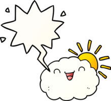 happy cartoon cloud with speech bubble in smooth gradient style png