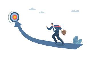 The path towards reaching or achieving business goals, Challenging the business growth of careers and organizations. Businessman running towards the goal to achieve success. illustration. vector