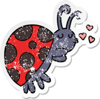 distressed sticker of a cartoon ladybug png