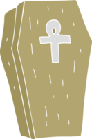 flat color illustration of spooky coffin png