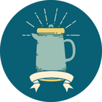 icon of a tattoo style coffee pot png