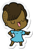 sticker of a cute cartoon girl with hipster haircut png