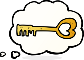 cartoon heart shaped key with thought bubble png