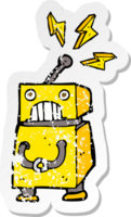 retro distressed sticker of a cartoon little robot png