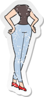 retro distressed sticker of a cartoon headless body png