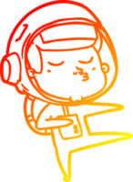 warm gradient line drawing of a cartoon confident astronaut png