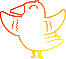 warm gradient line drawing of a cartoon bird spreading wings png