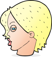 cartoon female face with narrowed eyes png