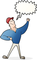 cartoon man striking heroic pose with speech bubble png