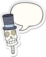 cartoon spooky skull with speech bubble sticker png