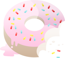 bitten frosted donut graphic   illustration icon png