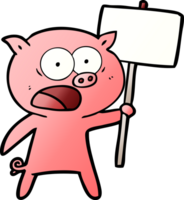 porco de desenho animado protestando png
