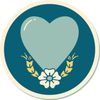 sticker of tattoo in traditional style of a heart and flower png