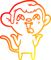 warm gradient line drawing of a crazy cartoon monkey png