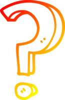 warm gradient line drawing of a cartoon question mark png