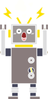 flat color retro cartoon of a malfunctioning robot png