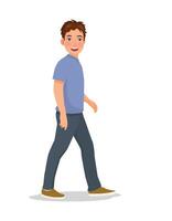 hermoso joven hombre caminando adelante con sonriente expresión vector