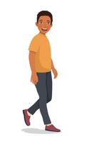 Handsome young African man walking forward with smiling expression vector