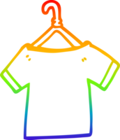 rainbow gradient line drawing of a cartoon t shirt on hanger png