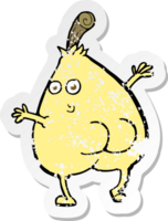 retro distressed sticker of a a nice pear cartoon png