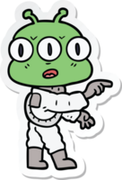 sticker of a cartoon three eyed alien png