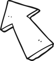 hand drawn black and white cartoon pointing arrow png