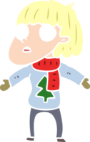 flat color style cartoon surprised christmas person png