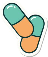 sticker of tattoo in traditional style of a pills png