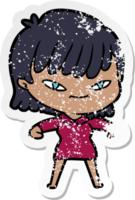 distressed sticker of a cartoon woman png