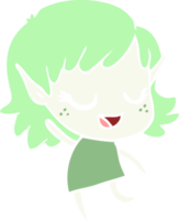 happy flat color style cartoon elf girl png