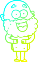 cold gradient line drawing of a cartoon crazy happy man with beard and book png