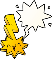 cartoon lightning bolt with speech bubble in smooth gradient style png